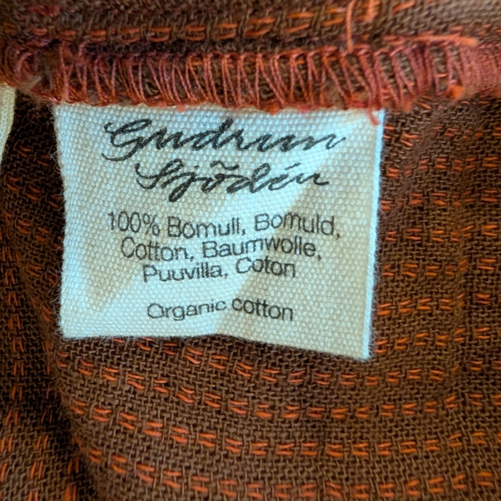 Gudrun Shoden 100% Organic Cotton Orange Plaid Dress With Pockets Sz S - Picture 10 of 12